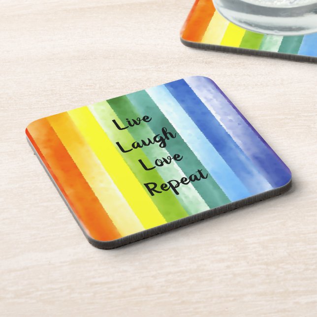 Liebe Rainbow Wasserfarbe Getränkeuntersetzer (Linke Seite)