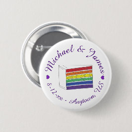 LIEBE Rainbow Wedding Cake Lila Heart Gay Pride Button