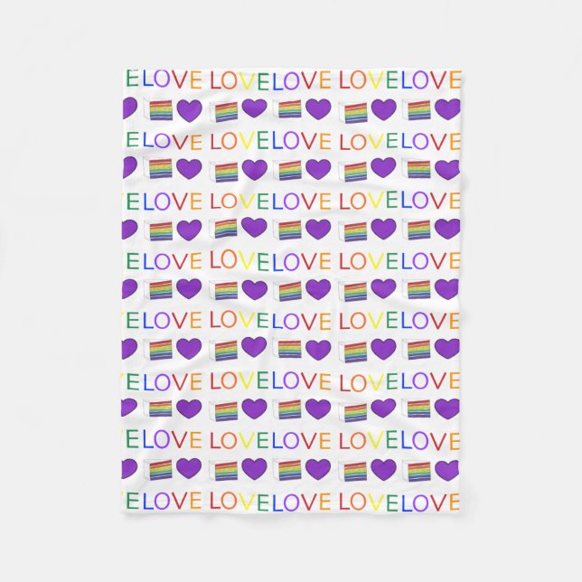LIEBE Rainbow Wedding Cake Lila Heart Gay Pride Fleecedecke (Vorderseite)
