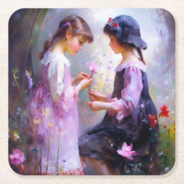 Liebe Rechteckiger Pappuntersetzer