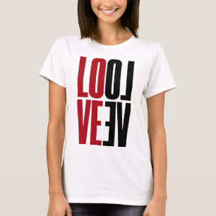 Liebe Red Black Vertical Mirror Hoher Typografie T-Shirt