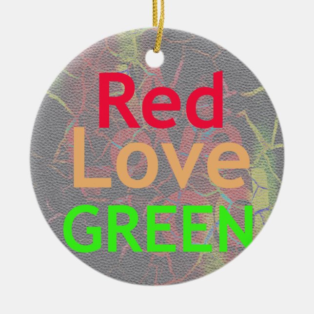 LIEBE RED GOLDEN GREEN KERAMIK ORNAMENT (Vorne)