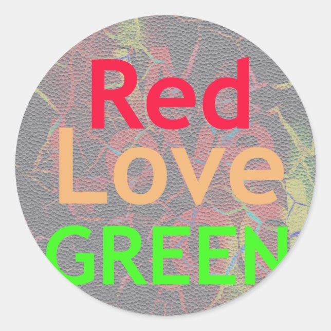 LIEBE RED GOLDEN GREEN RUNDER AUFKLEBER (Vorderseite)