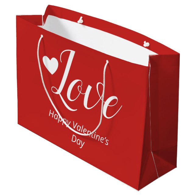 Liebe Red Happy Valentine's Day Große Geschenktüte (Rückseite Schrägansicht)