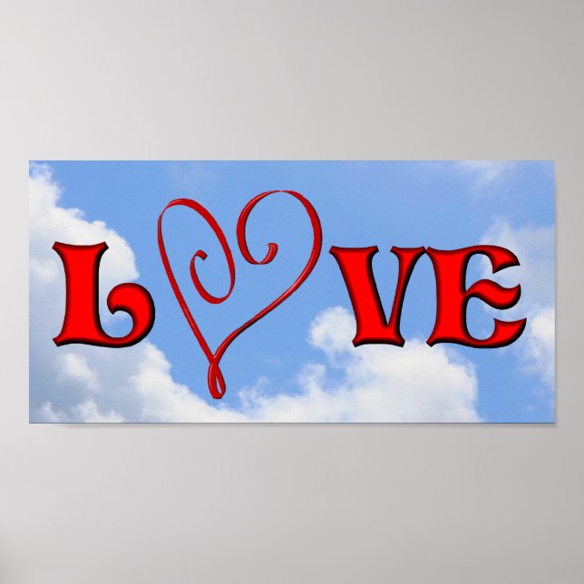 Liebe Red Heart Blue Sky Poster (Vorne)