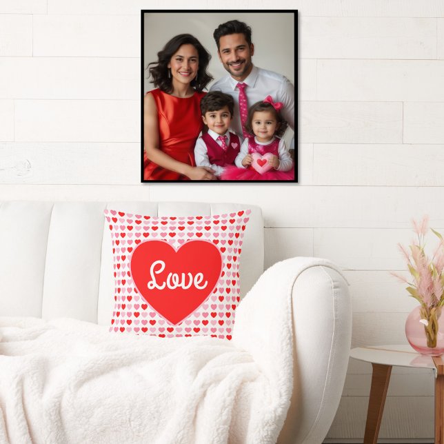 Liebe Red Heart Pink & Red Valentine Herzmuster Kissen (Von Creator hochgeladen)