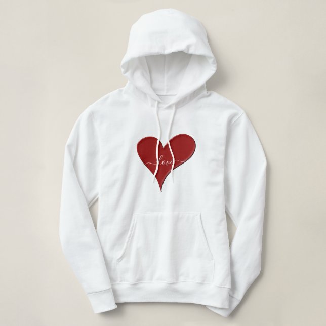LIEBE | Red Heart Script Schriftart Hoodie (Design vorne)