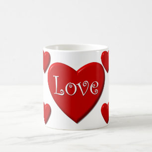 Liebe Red Heart White Coffee Tasse