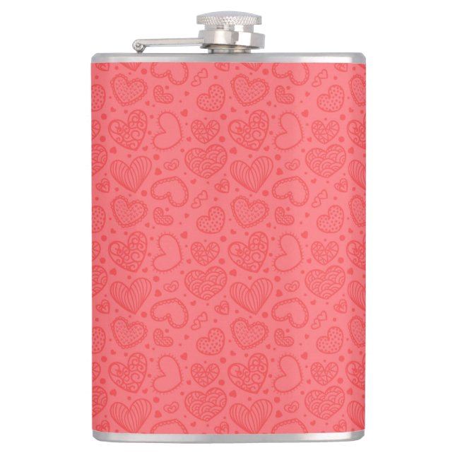 Liebe "Red Hearts Flask" Flachmann (Vorderseite)