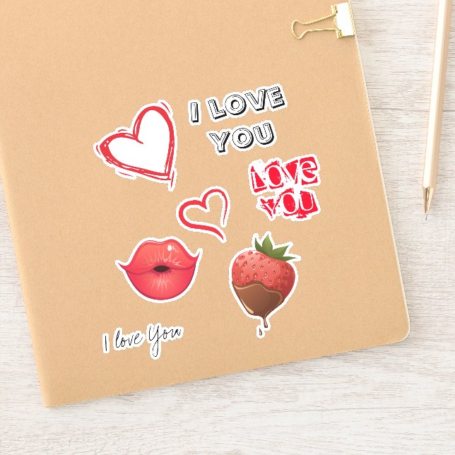 Liebe Red Hearts und Quotes Design Aufkleber (Notizbuch)