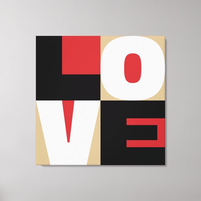 Liebe Refined Letter Art Design Red Black Gold Leinwanddruck (Vorderseite)