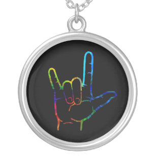 Liebe Regenbogen ASL I übergeben Sie Halskette