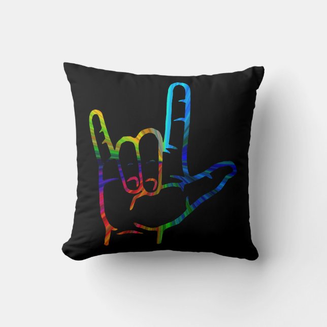 Liebe Regenbogen-Explosion ASL I Sie Throw-Kissen Kissen (Vorderseite)