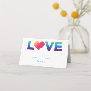 Liebe Regenbogen Farben Herz Hochzeit Platzkarte
