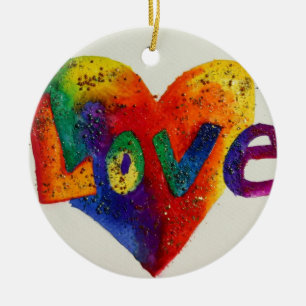 Liebe Regenbogen Glitzer Lugano Unexpected Classic Keramikornament