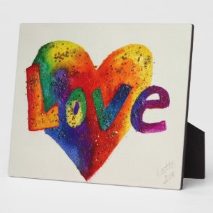 Liebe Regenbogen Herz Glitzer Malerei Gedicht Plaq Fotoplatte