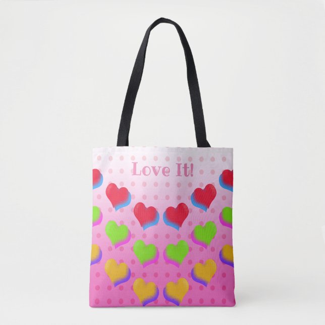 Liebe Regenbogen Hört Niedlich Fun Rosa Retro Must Tasche (Vorderseite)