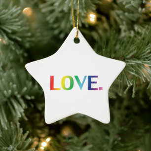 Liebe Regenbogenfarben Gay Pride lgbtq Weihnachtss Keramik Ornament
