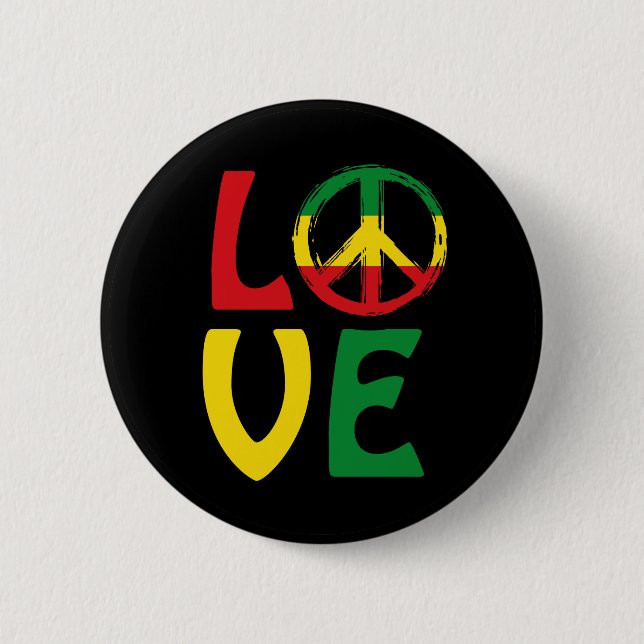LIEBE Reggae mit Friedenssymbol Button (Vorderseite)