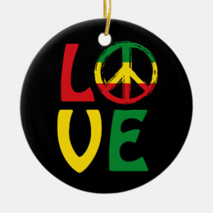 LIEBE Reggae mit Friedenssymbol Keramik Ornament