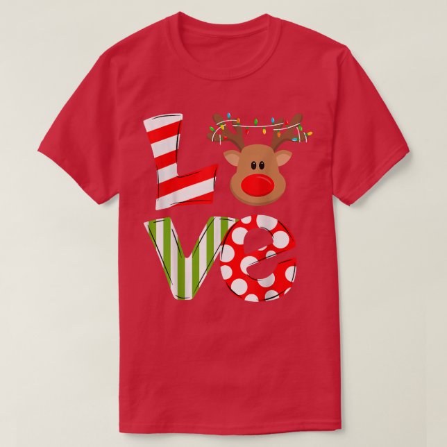 Liebe Reindeer Rudolph Merry Weihnachten Weihnacht T-Shirt (Design vorne)