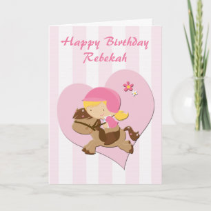 Liebe Reiten rosa StreifenGlücklich zum Geburtstag Karte
