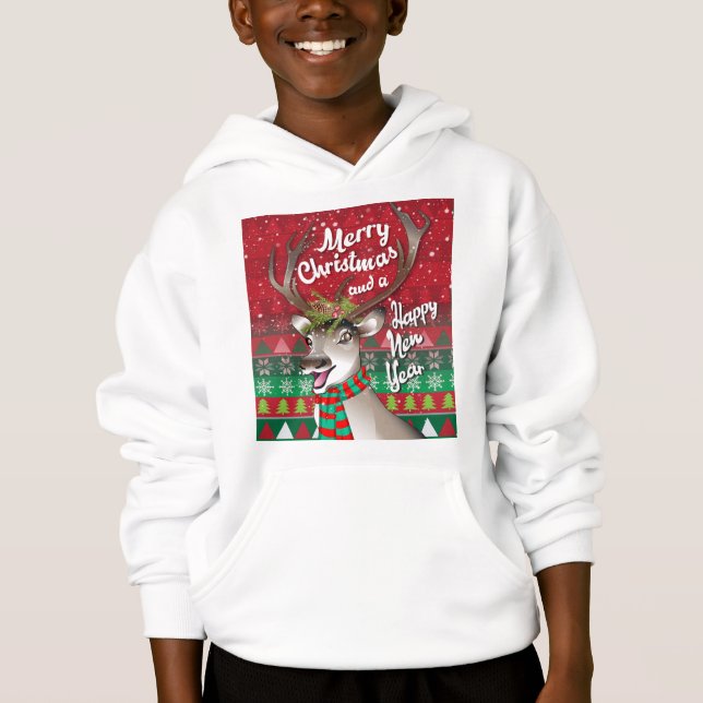 Liebe Rentier - Frohe Weihnachten und glückliches  Hoodie (Vorderseite)