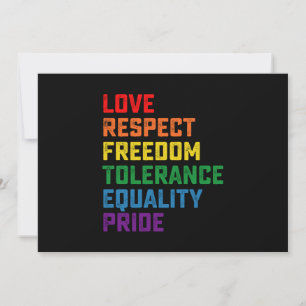 Liebe respektiert Freiheit Toleranz Gleichheit Pri Einladung