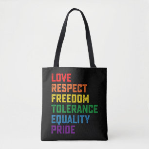 Liebe respektiert Freiheit Toleranz Gleichheit Pri Tasche