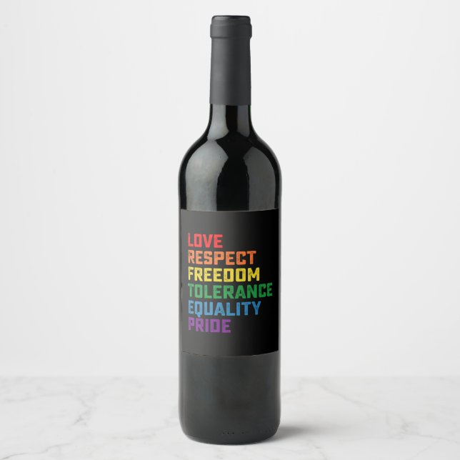 Liebe respektiert Freiheit Toleranz Gleichheit Pri Weinetikett (Vorderseite)