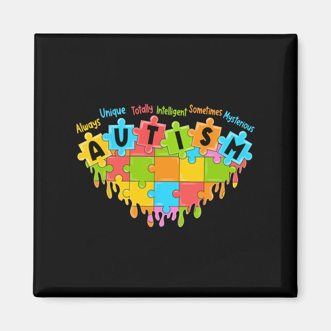 Liebe Retro Autismus Bewusstsein Magnet (Vorne)