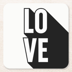 Liebe Retro Long Shadow Typografie Rechteckiger Pappuntersetzer