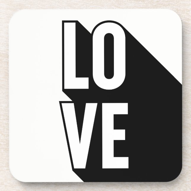 Liebe Retro Long Shadow Typografie Untersetzer (Vorderseite)