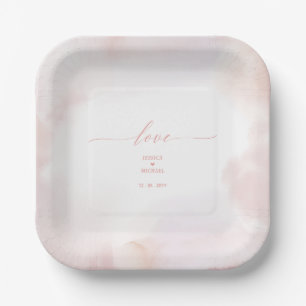 Liebe   Rezeption für Hochzeiten in Rosa Herz und  Pappteller