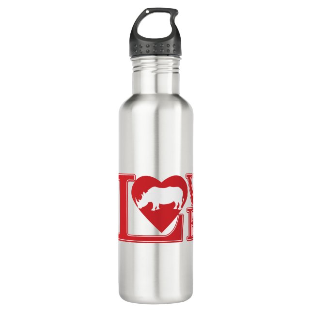 Liebe-Rhinos Edelstahlflasche (Vorderseite)