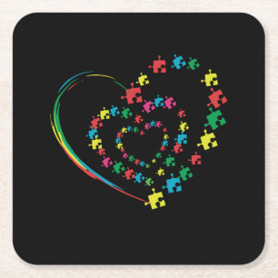Liebe Ribbon Herz Puzzle Autismus Aufklärung Gesc Rechteckiger Pappuntersetzer