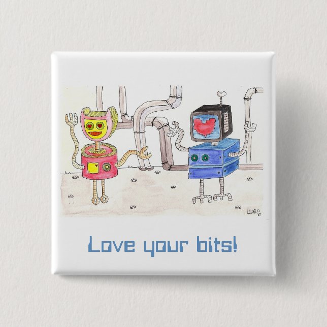 Liebe-Roboter Button (Vorderseite)