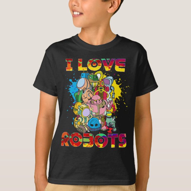 Liebe Robots Funny Robotics T-Shirt (Vorderseite)