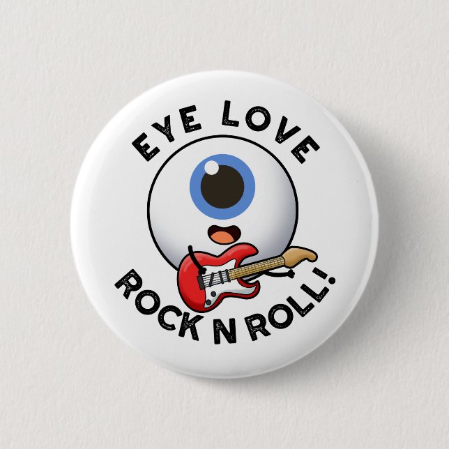 Liebe Rock and Roll Funny Eyeball Puff Button (Vorderseite)