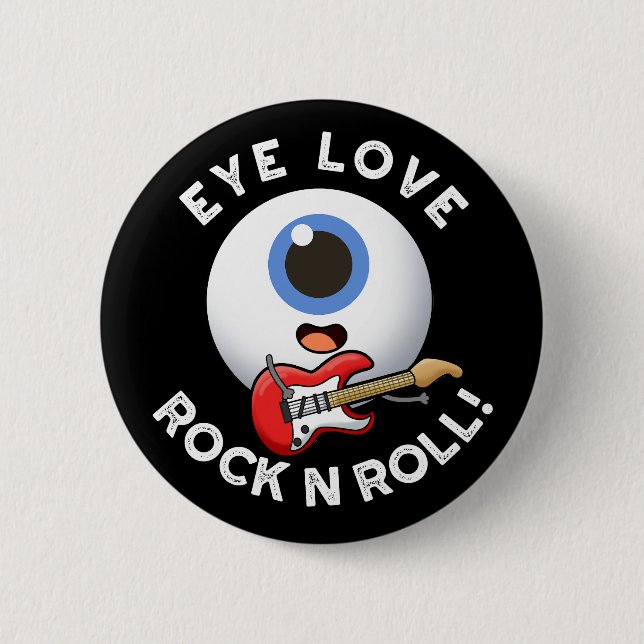 Liebe Rock and Roll Funny Eyeball Puff Dark BG Button (Vorderseite)