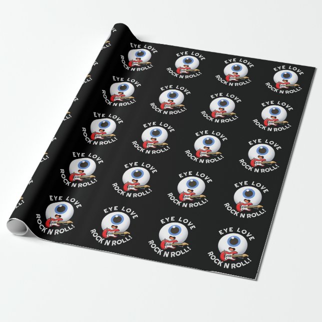 Liebe Rock and Roll Funny Eyeball Puff Dark BG Geschenkpapier (Ungerollt)