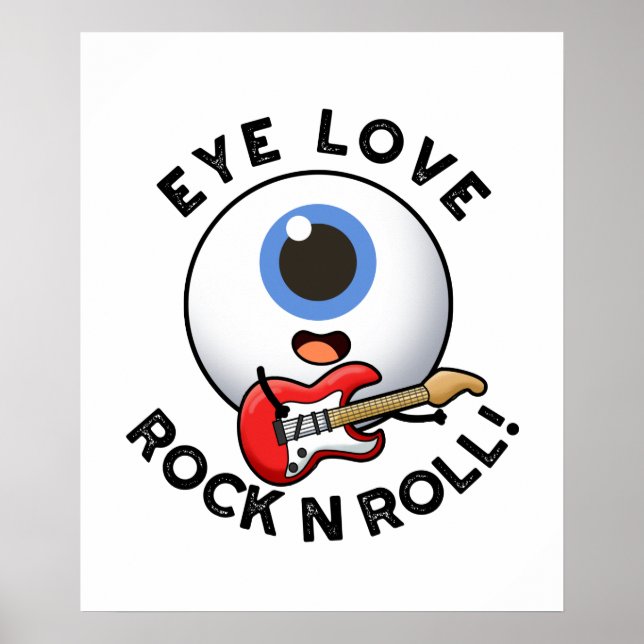 Liebe Rock and Roll Funny Eyeball Puff Poster (Vorne)