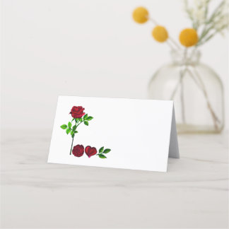 LIEBE - Romantische handgemalte Rose Tischkarte Platzkarte
