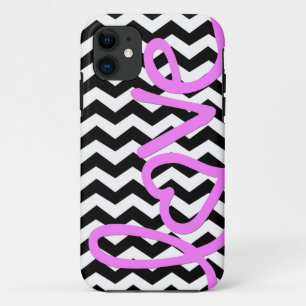 Liebe-Rosa auf Schwarzweiss-Zickzack Case-Mate iPhone Hülle