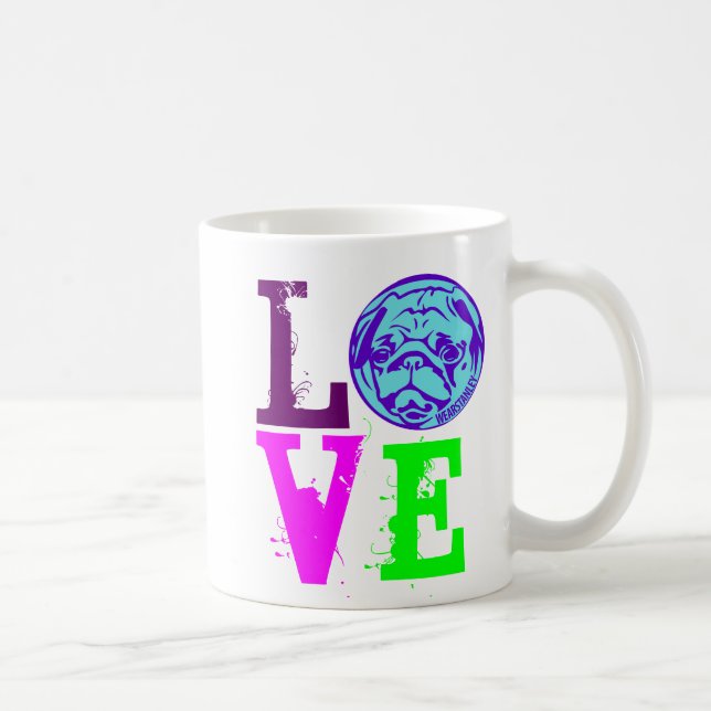 LIEBE - rosa Band-Tasse Kaffeetasse (Rechts)