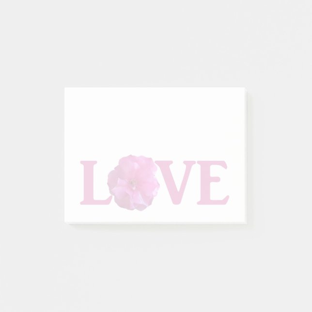 Liebe Rosa Blume Nachhinweise Post-it Klebezettel (Vorderseite)
