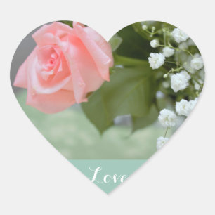 Liebe Rosa Foto Herz-Aufkleber