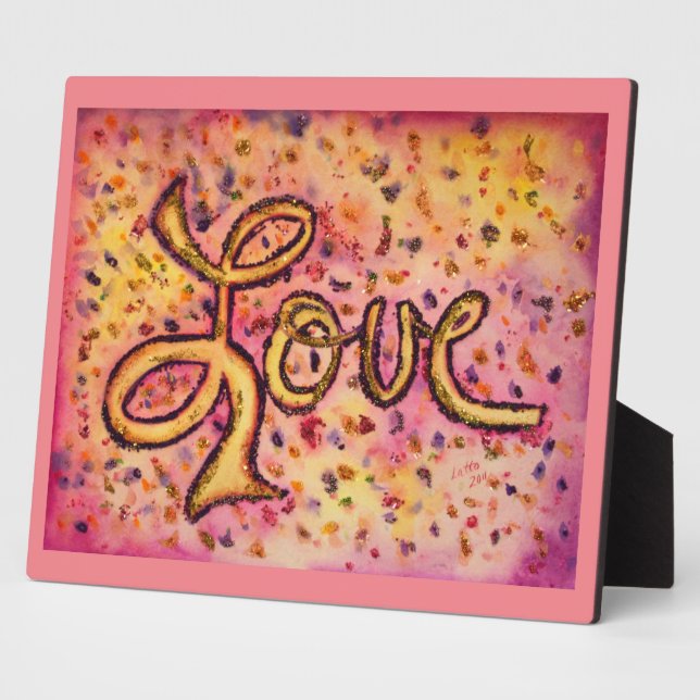 Liebe Rosa Glamour Glitzer Malgedicht Plaque Fotoplatte (Seite)