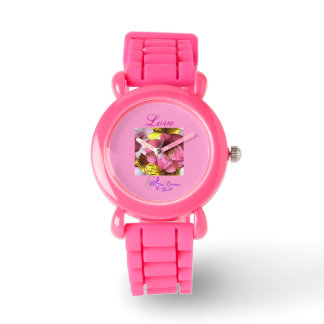 "Liebe" Rosa Glitzer-Gurtüberwachung Armbanduhr