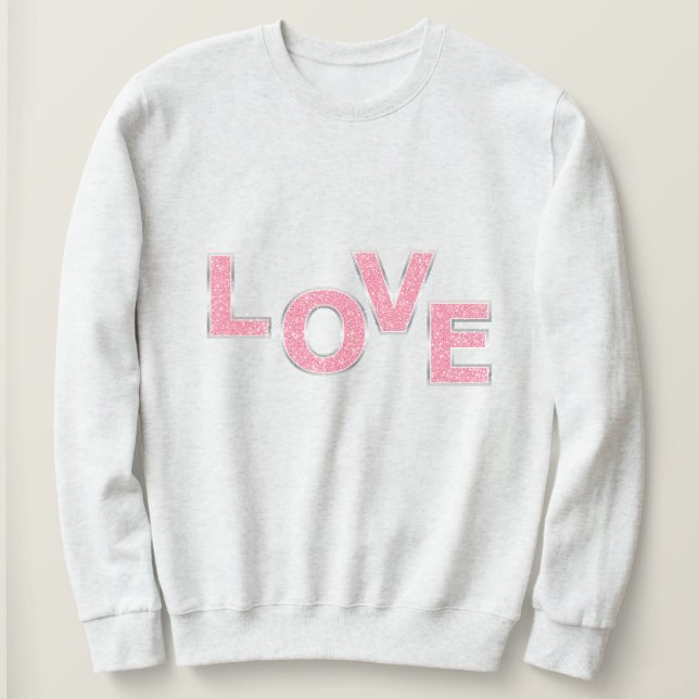 Liebe Rosa Glitzer Sweatshirt (Design vorne)